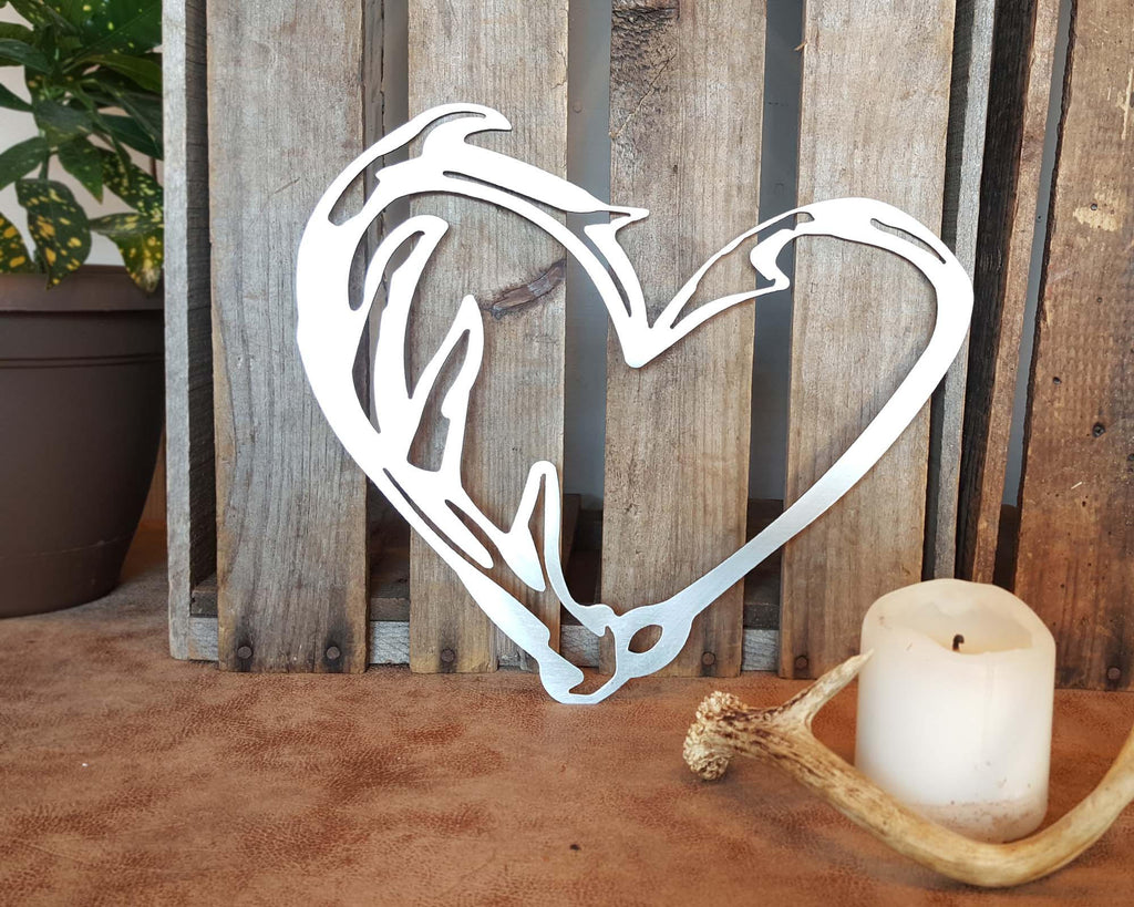 deer antler and fish hook Antler Fish Hook Heart – Metal Endeavors