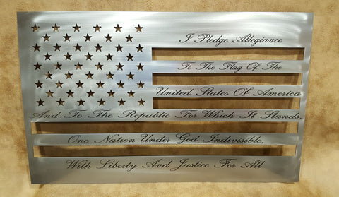 pledge of allegiance metal flag personalized metal art customized steel art decor scrolls oaktree monograms spartan firepit made by metal endeavors metalendeavors.com
